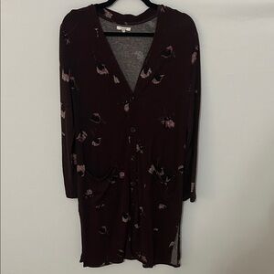 Maurices Burgundy Floral Cardigan